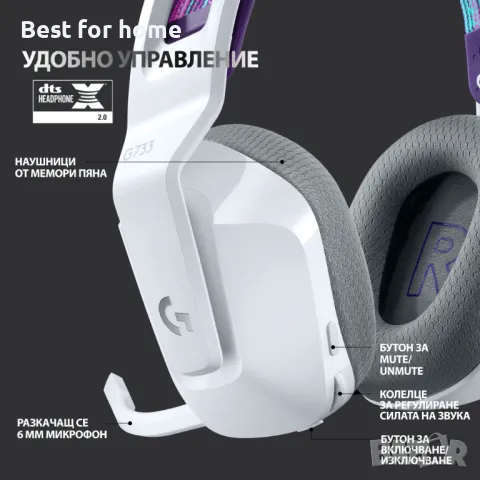Геймърски слушалки Logitech G733 премиум клас, снимка 5 - Bluetooth слушалки - 48454577