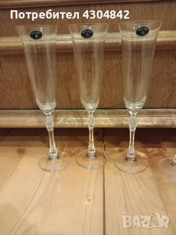 Кристални чаши Бохемия за шампанско, снимка 3 - Чаши - 48031900