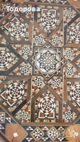  Старинна табла от екзотична дървесина и уникална интарзия, снимка 2 - Антикварни и старинни предмети - 53659282