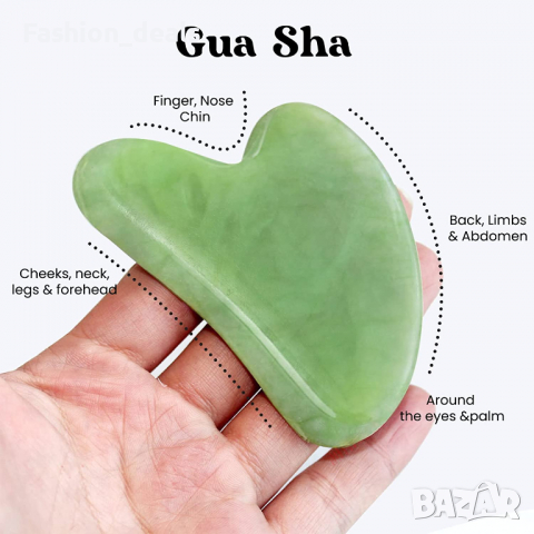 Нов Натурален камък нефрит Инструмент за масаж на лице, врат шия Ролер, снимка 3 - Други - 36355225