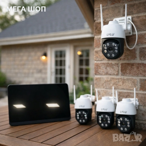Комплект 4 камери HD с дисплей - интелигентно засичане на движение и сигурност