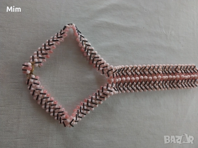 Колие вратовръзка от розови и черни мъниста , снимка 10 - Колиета, медальони, синджири - 52016460