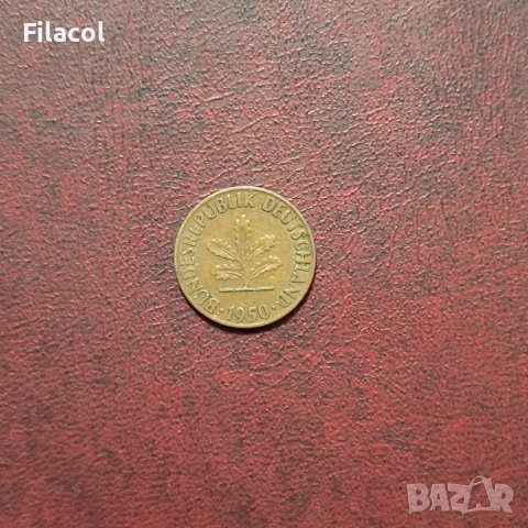 Германия 1 пфениг 1950 година МД 'D' - Мюнхен, снимка 2 - Нумизматика и бонистика - 52919122