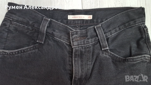 Черни дамски дънки Levi Strauss '94 Baggy Wide Leg W25 L33, снимка 6 - Дънки - 52043760