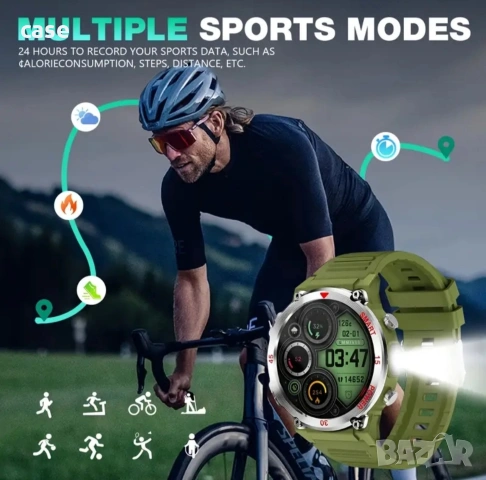 Смарт часовник 1,52 инча тъчскрийн Нов, снимка 5 - Мъжки - 53838917