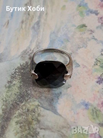 Винтидж сребърен пръстен с черен оникс , снимка 2 - Пръстени - 41270842