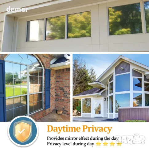 Zindoo Фолио за прозорци, прозрачно еднопосочно, светлоотразително, самозалепващо се, 40x200 см, снимка 3 - Други стоки за дома - 49931295