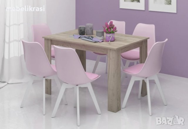 Трапезна маса Тера 120/80/74 см, правоъгълна, пдч, дъб бланко, снимка 2 - Маси - 41655250