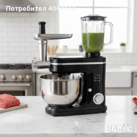 Кухненски робот Michelino 3в1: Планетарен миксер, блендер и месомелачка за лесно и бързо готвене