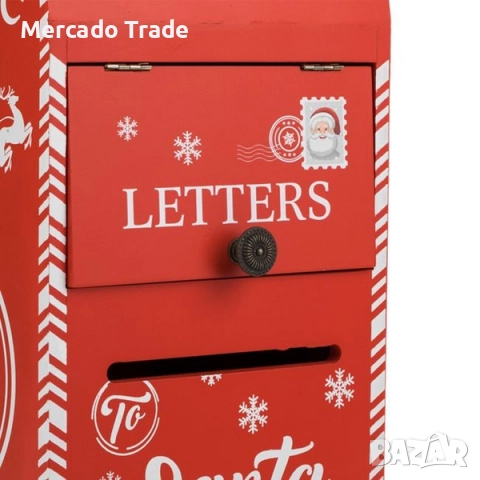 Коледна декоративна дървена пощенска кутия в ретро стил, с надпис, Червен, снимка 6 - Декорация за дома - 52472169