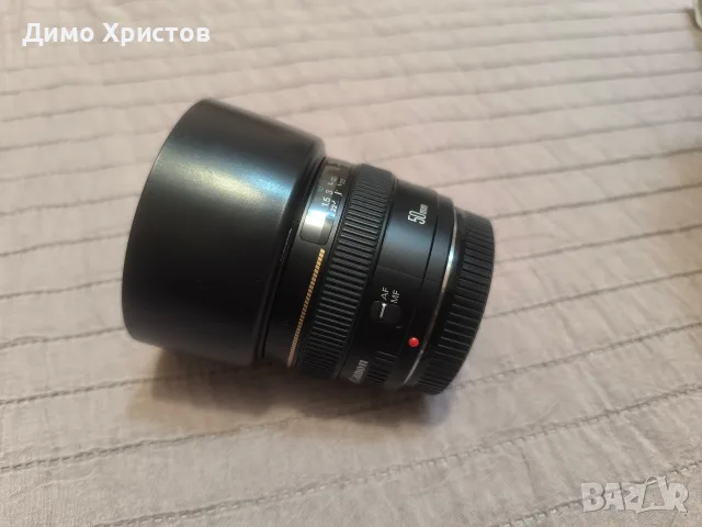 Продавам обектив Canon EF 50mm f/1.4 USM + сенник, капачки и UV филтър, снимка 9 - Обективи и филтри - 56005148