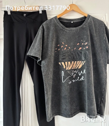 Сет клин H&M и тениска oversized (без марка€, снимка 2 - Спортни екипи - 53681922