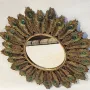 Кръгло декоративно огледало с паунови пера, снимка 5