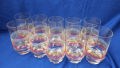 Ретро стъклени чаши за безалкохолно, цветни кантове – 10 бр, снимка 3