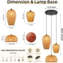 Лампа от ратан с 3 лампи, бамбук, бохо стил, ръчно плетени полилеи, снимка 5