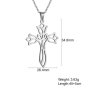 415 Кръст с лалета колие в сребристо медицинска стомана цвете цветя стоманени бижута дамски, снимка 8