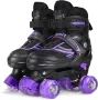 LOKJIJI Детски ролкови кънки, регулируеми 4 размера 36-40, светещи колела, четворни, черно и лилаво, снимка 1