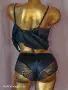 S Черен сатенен топ и бикина , снимка 1
