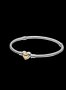 Сребърна гривна Пандора със закопчалка сърце,Gold,19 см,змийска плетка/нова, снимка 1 - Колиета, медальони, синджири - 44380801