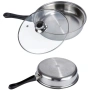 Комплект готварски съдове от инокс 12 части: 5 тенджери, тиган и стъклени капаци (16-24 см), снимка 3