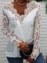 Дамска дантелена блуза с V-образно деколте и дълги ръкави - 023, снимка 2