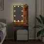 vidaXL Тоалетка с LED осветление, старо дърво, 60x40x140 см, снимка 4