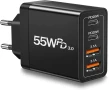 НОВО USB C бързо зарядно устройство, 55W 4-порта, снимка 1