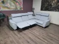 Сив ъглов диван от плат "HUKLA M-Bavero" с ел. релакс механизъм, снимка 6
