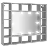 Огледален шкаф с LED, Сив сонома, 91x15x76,5 см, снимка 2 - Шкафове - 41937724