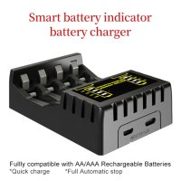 Зарядно устройство за AAA/AA акумулаторни Ni-MH/Ni-Cd батерии с 4 слота и светодиоден индикатор, снимка 10 - Друга електроника - 42298528