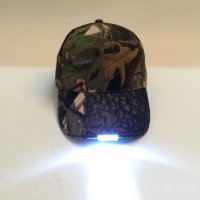 LED Шапка с козирка с 5 светлодиода + батерии слънчева камуфлажна шапка лятна шапка, снимка 5 - Шапки - 34362045