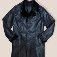 Луксозно мъжко палто от естествена кожа с косъм Пони в черен цвят, снимка 1 - Палта - 34780939
