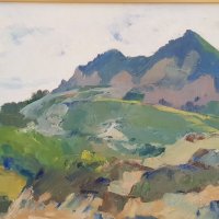 Атанас Михов 1879 - 1975 планински пейзаж Из Балкана маслени бои, снимка 3 - Картини - 41604992