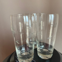3 броя високи ретро чаши гравирани за вода/ безалкохолно, соц, снимка 1 - Чаши - 44725275