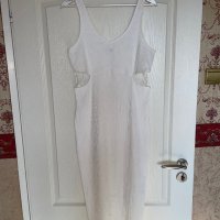 Елегантна нова  ежедневна удобна бяла рокля рипс еластична рязана в талията , снимка 8 - Рокли - 41828660