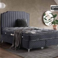 Боксспринг тапицирано легло с матрак и топер с модерен дизайн с място за съхранение , снимка 1 - Спални и легла - 42183762