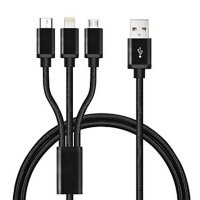 Кабел универсален, силиконов, USB-A(м), USB-C(м), MICRO USB(м), Apple lighining(м) 1,2m, снимка 1 - USB кабели - 42516468