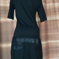 CARELL THOMAS M Черна рокля от трико и кожа с долна талия , снимка 4 - Рокли - 36060120