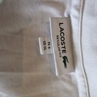 Бяла тениска с яка Lacoste, снимка 4 - Тениски - 41359450