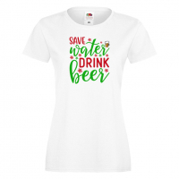 Дамска тениска Save Water Drink Beer,Празник,Бира,Бирфест,Beerfest,Подарък,Изненада, снимка 5 - Тениски - 36374623
