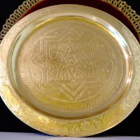 Марокански бронзов поднос,плато 29.8 см. , снимка 2 - Антикварни и старинни предмети - 41899728