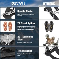 IOOYU Неплъзгащи се шипове за обувки Шипове от неръждаема стомана с 24 зъба за сняг лед туризъм Лов , снимка 7 - Екипировка - 41806034