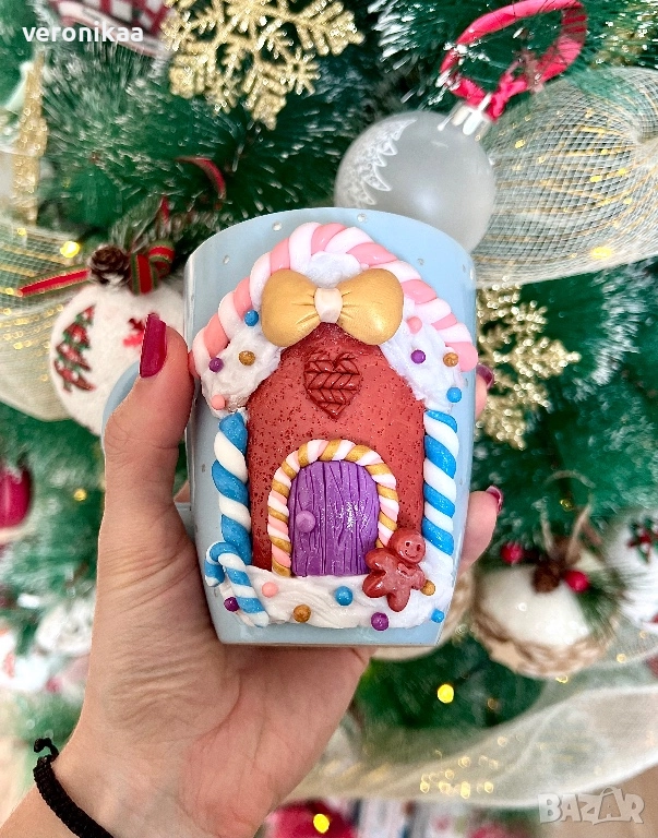 Чаша "Коледна къщичка", снимка 1