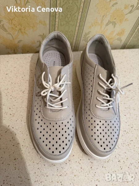 Бежови обувки, ест кожа, снимка 1