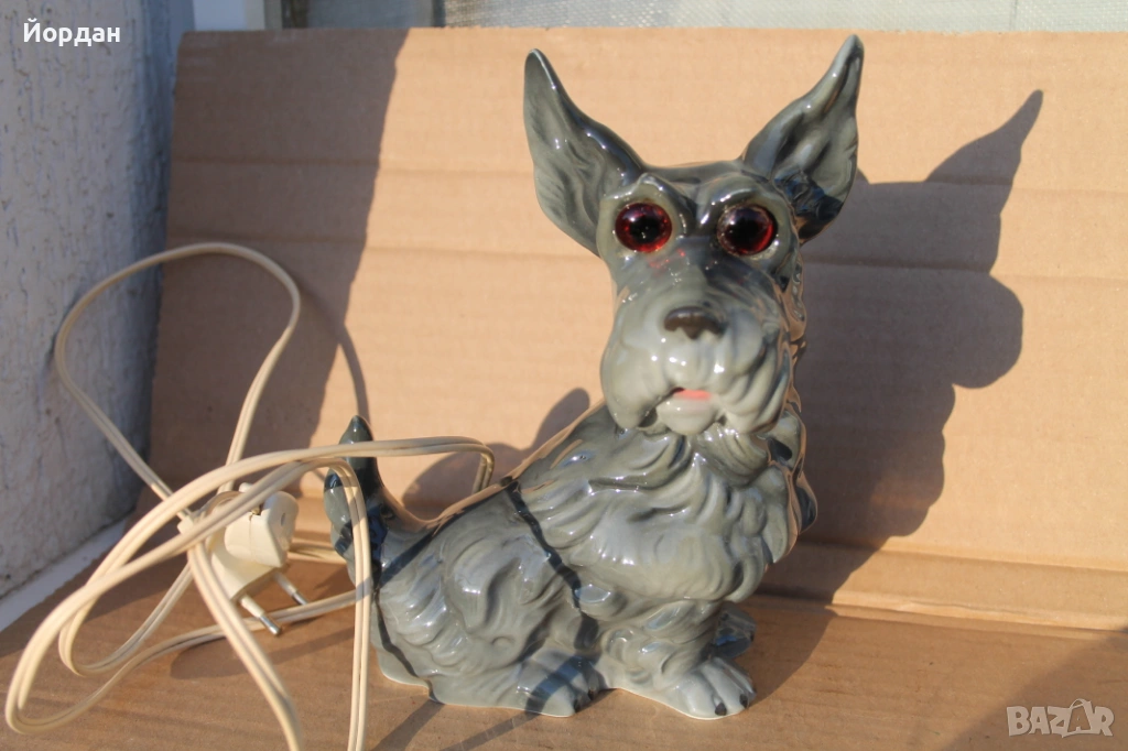 Немска порцеланова лампа куче 1930-1940 та година, снимка 1