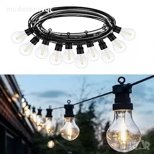 Декоративен Гирлянд с 10 LED крушки, снимка 1