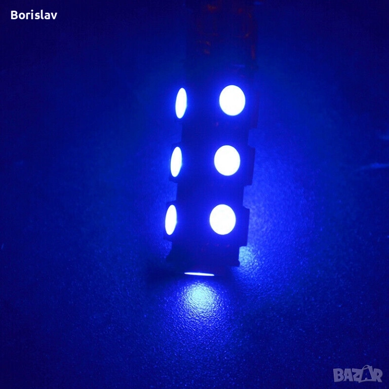 Сини LED крушки за габарити Т10, снимка 1