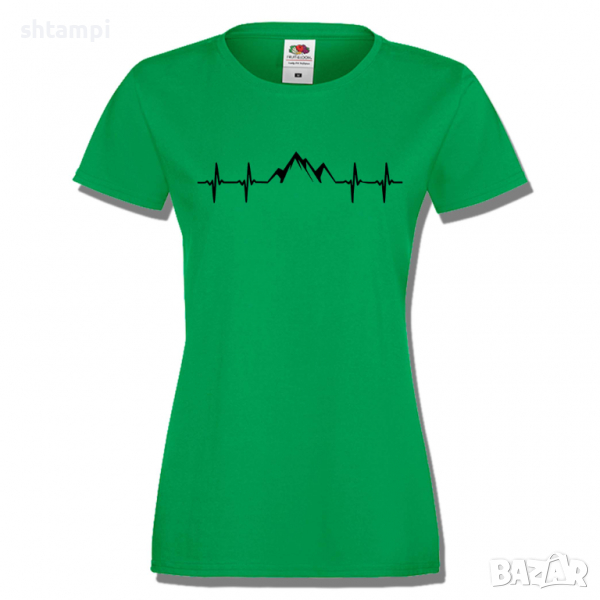 Дамска тениска Heartbeat Mountain,Изненада,Подарък,Поход,Връх,Хижа, снимка 1