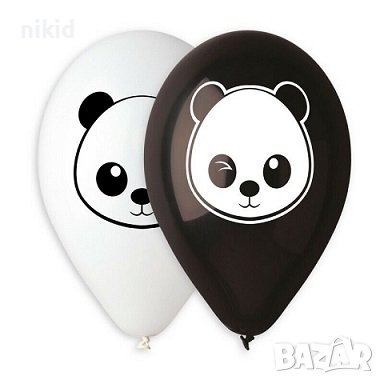 Панда черен бял Обикновен надуваем латекс латексов балон парти хелий или газ, снимка 1