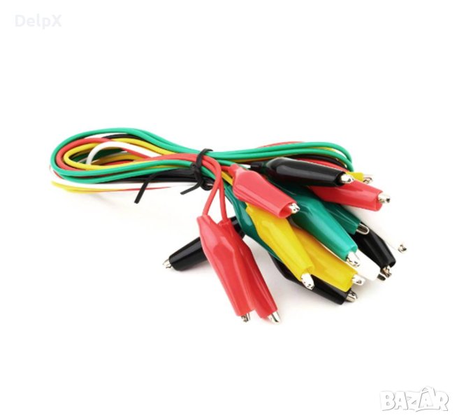 Щипки крокодил, цветни, комплект, кабел 300mm, 30mm, снимка 1